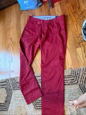 Men's Stretch Slim Fit POLO RALPH LAUREN Burgundy Pants 36/30 NEW no tags